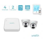 Uniarch 4CH 1TB PoE 5MP NVR Kit with 2x 1080P IP Domes