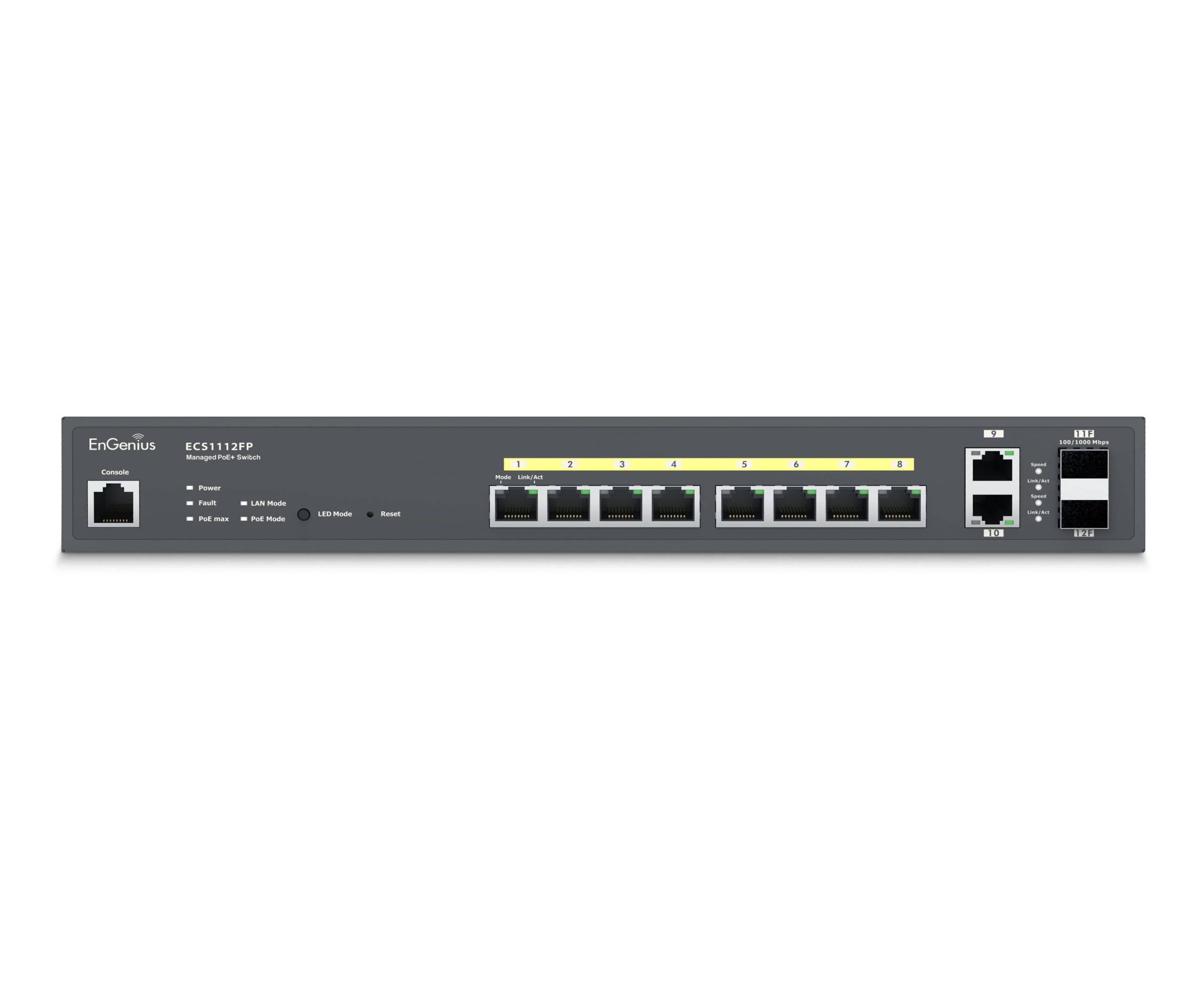 Cloud Managed 130W PoE+ 8 Port Gigabit Switch ECS1112FP
