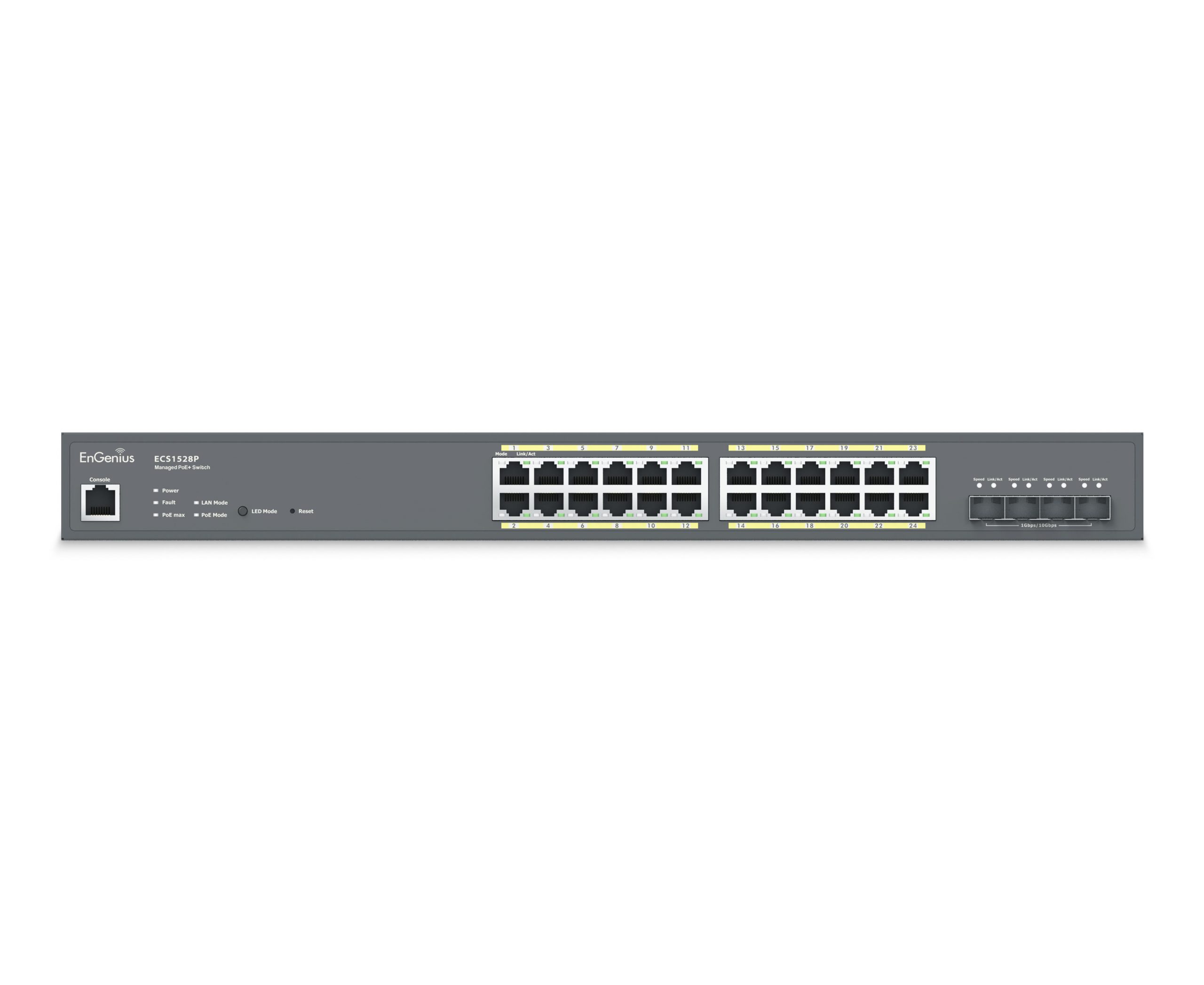 Cloud Managed 240W 24-Port Gigabit Switch PoE+ with 4 SFP+ Ports ECS1528P